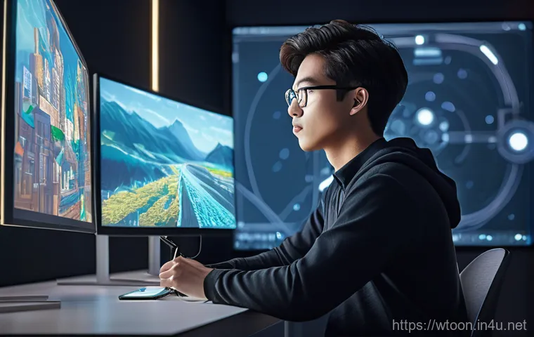 웹툰작가가 알고 있어야 할 시장 데이터 - **Prompt:** A vibrant, dynamic digital illustration depicting a diverse female webtoon artist, in he...