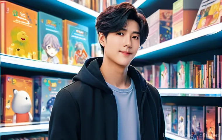 웹툰작가가 알고 있어야 할 시장 데이터 - **Prompt:** A sleek, modern digital illustration showing a male webtoon artist in his early 30s, cas...